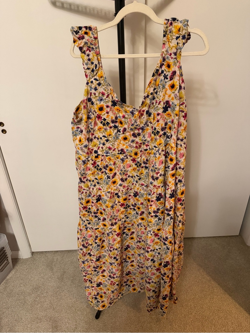 Old Navy Floral Tiered Sundress - Cream, Yellow, Navy